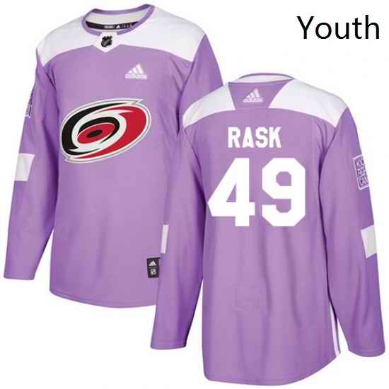 Youth Adidas Carolina Hurricanes 49 Victor Rask Authentic Purple Fights Cancer Practice NHL Jersey